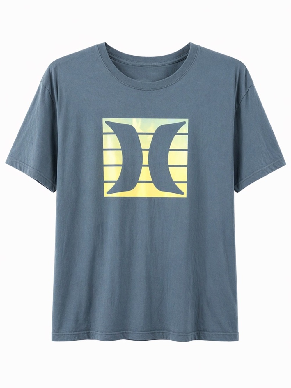 Hurley Slate Blue Short Sleeve Tee with Yellow Graphic